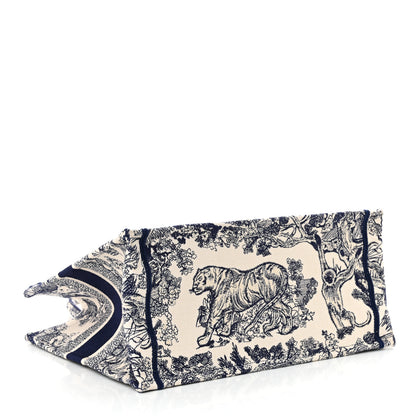 Christian Dior Canvas Embroidered Medium Dioriviera Toile De Jouy Reverse Book Tote Blue 4 of 13