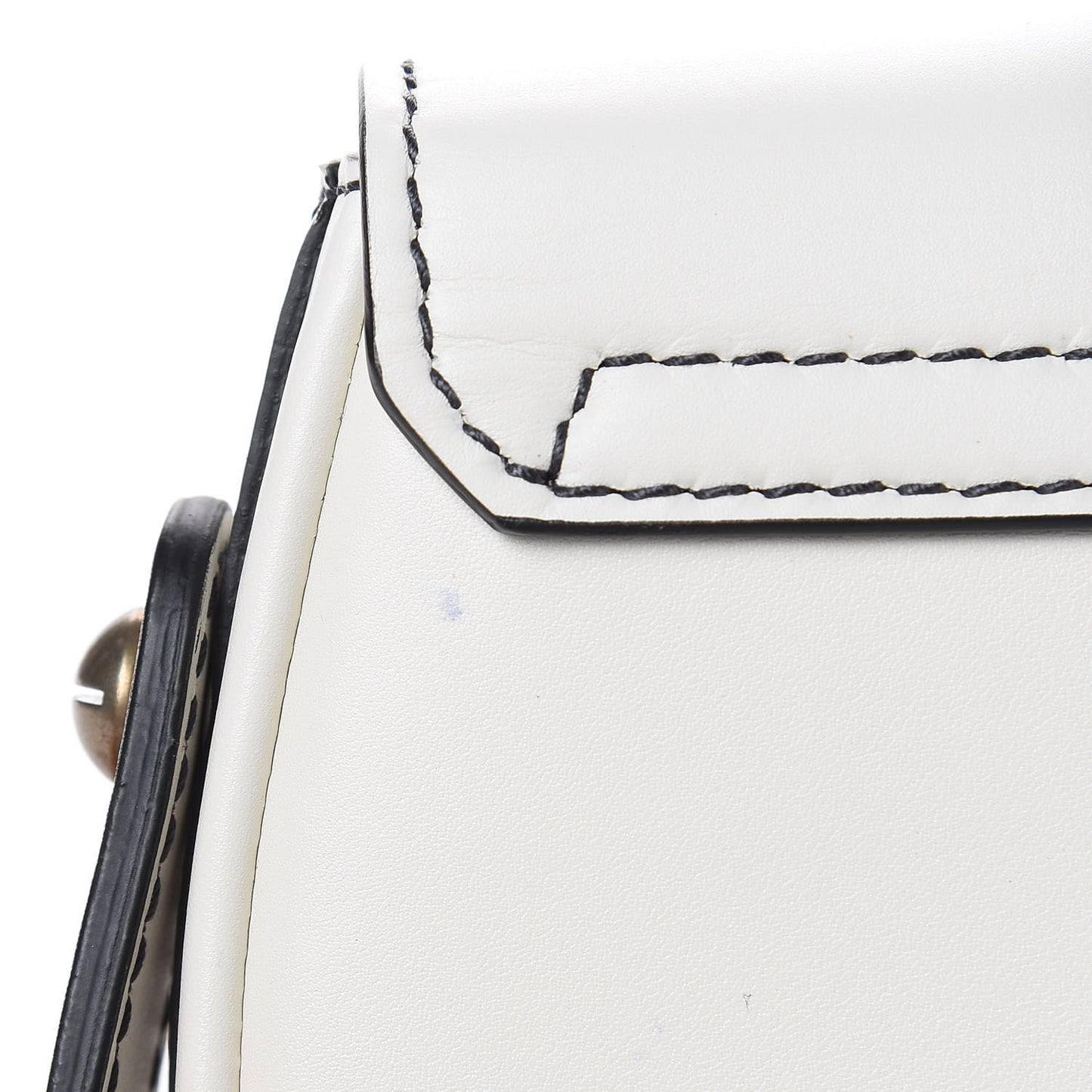 Calfskin Mini D Fence Saddle Bag White