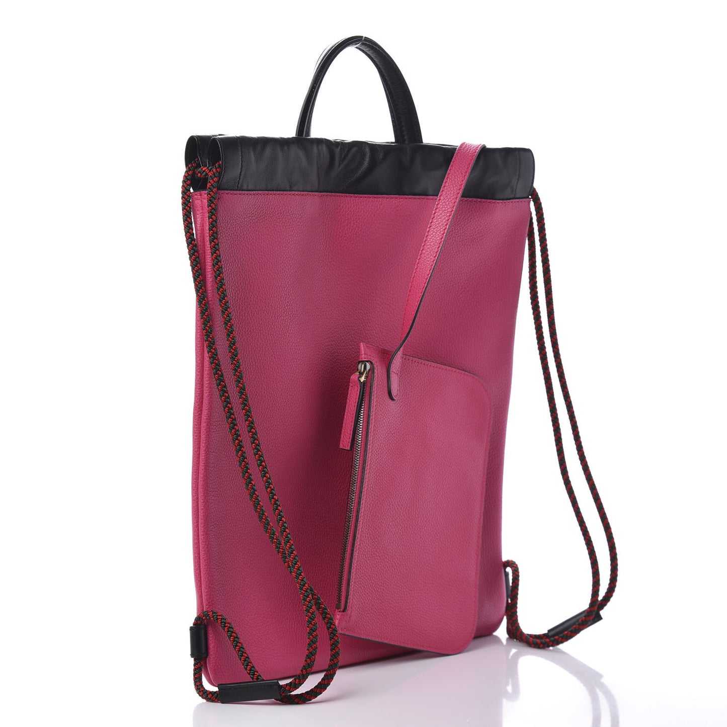 Grained Calfskin Logo Drawstring Backpack Box Pink Green Black