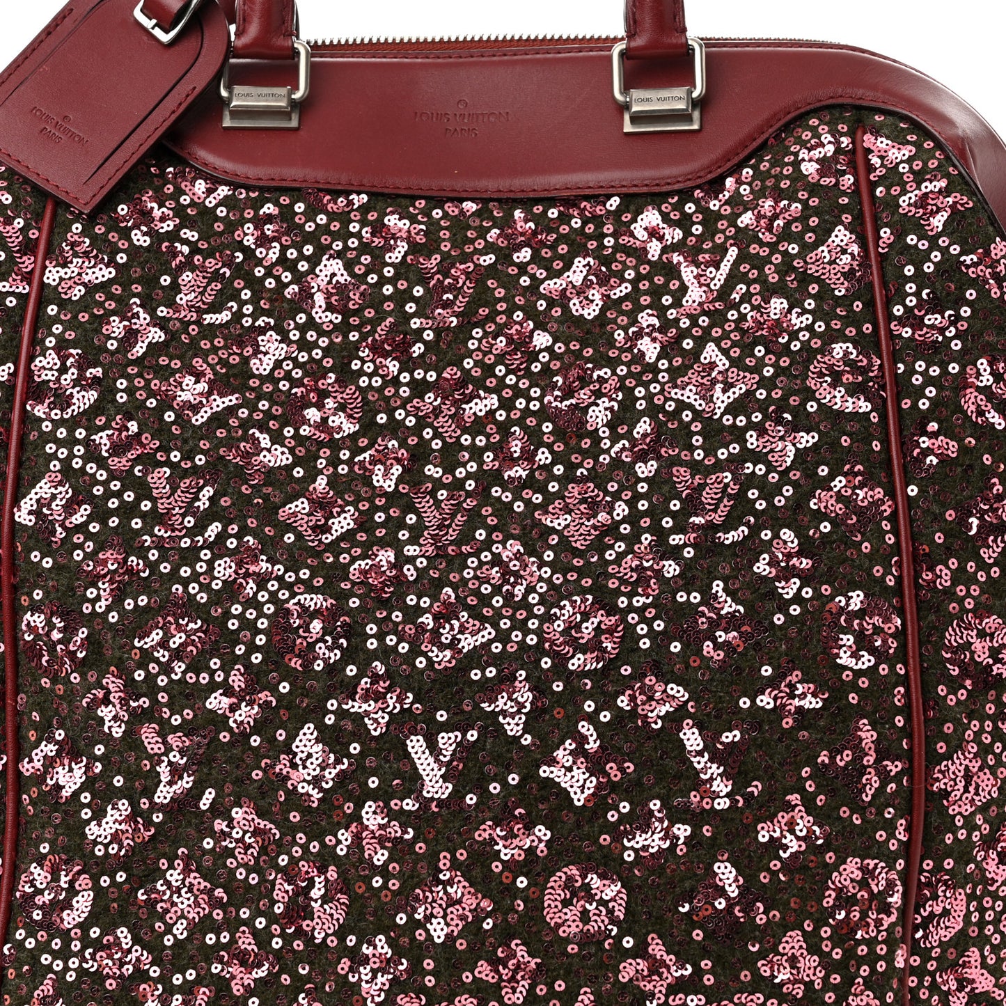 Sequin Monogram Sunshine Express North South Burgundy