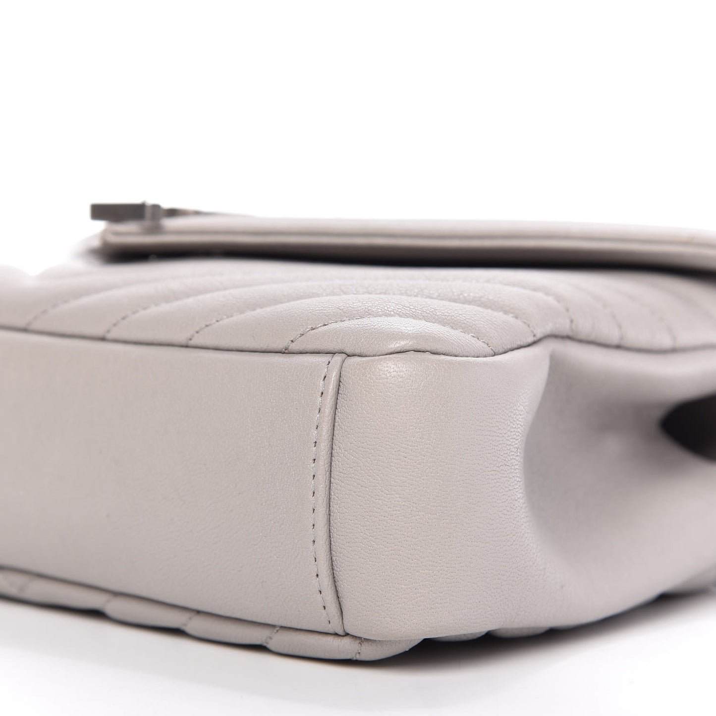 Sheepskin Matelasse Medium College Monogram Bag Light Grey