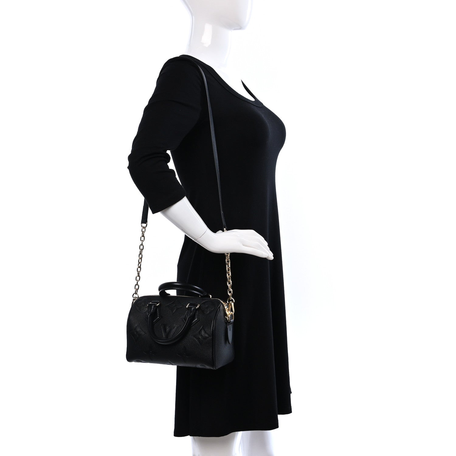 Louis Vuitton Empreinte Monogram Giant Speedy Bandouliere 20 Black 2 of 8