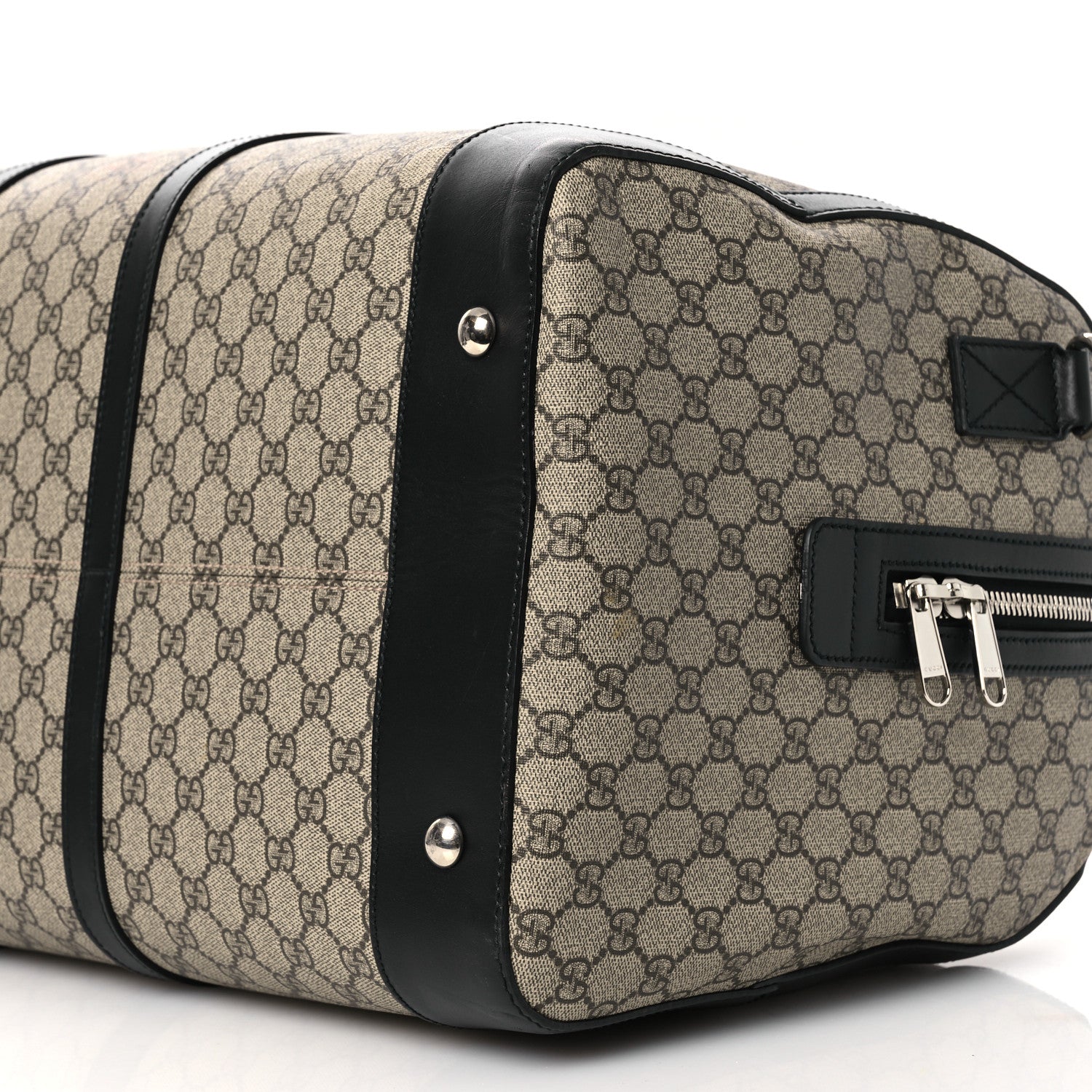 Gucci GG Supreme Monogram Selleria Calfskin Large Duffle Beige Ebony Black 10 of 10