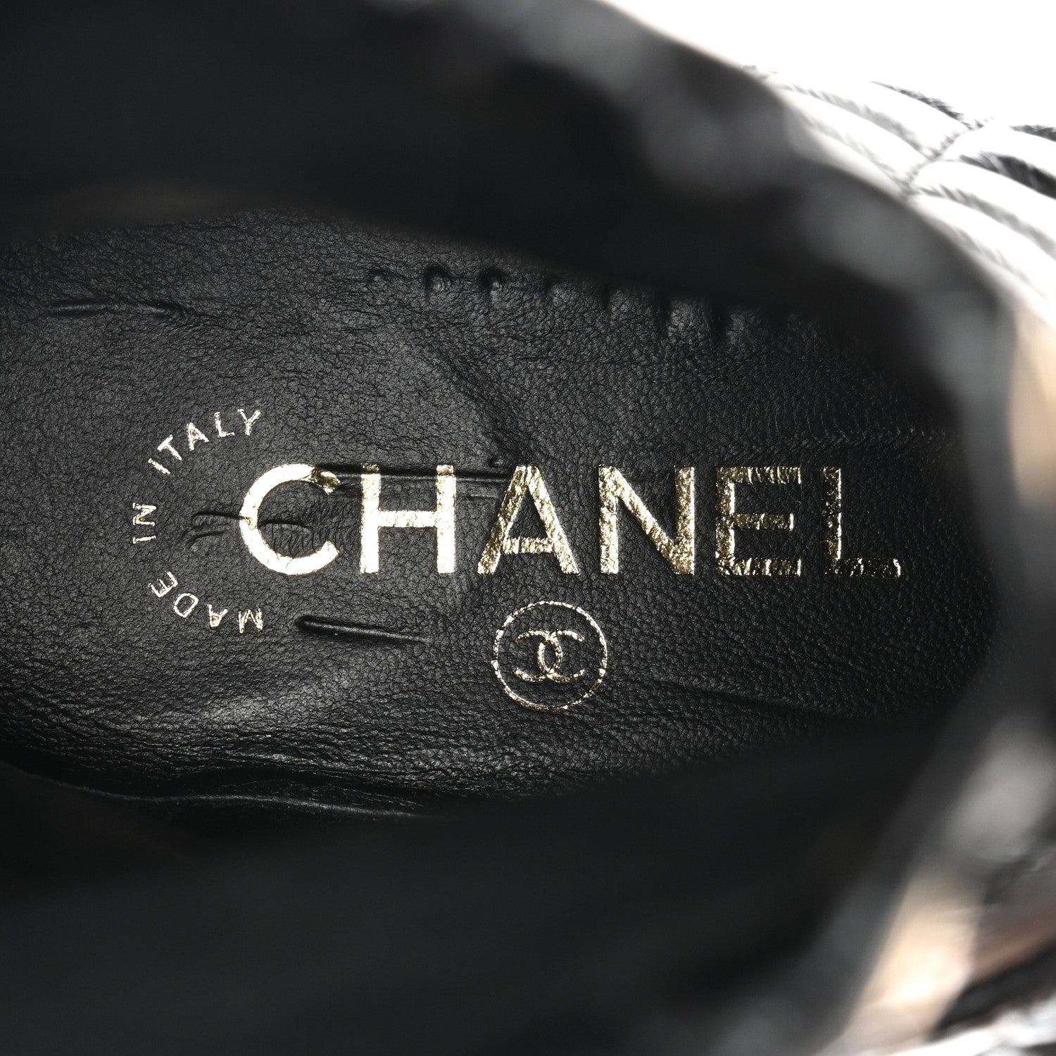 Chanel Shiny Goatskin Cap Toe Short Boots 37.5 Black 8 of 10