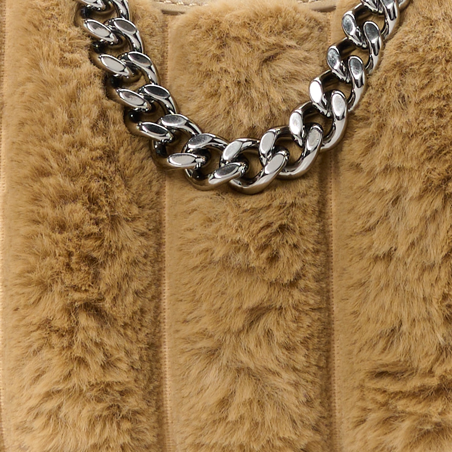 Stella McCartney STELLA MCCARTNEY Eco Fur Mini Striped Shoulder Bag Camel 8 of 10