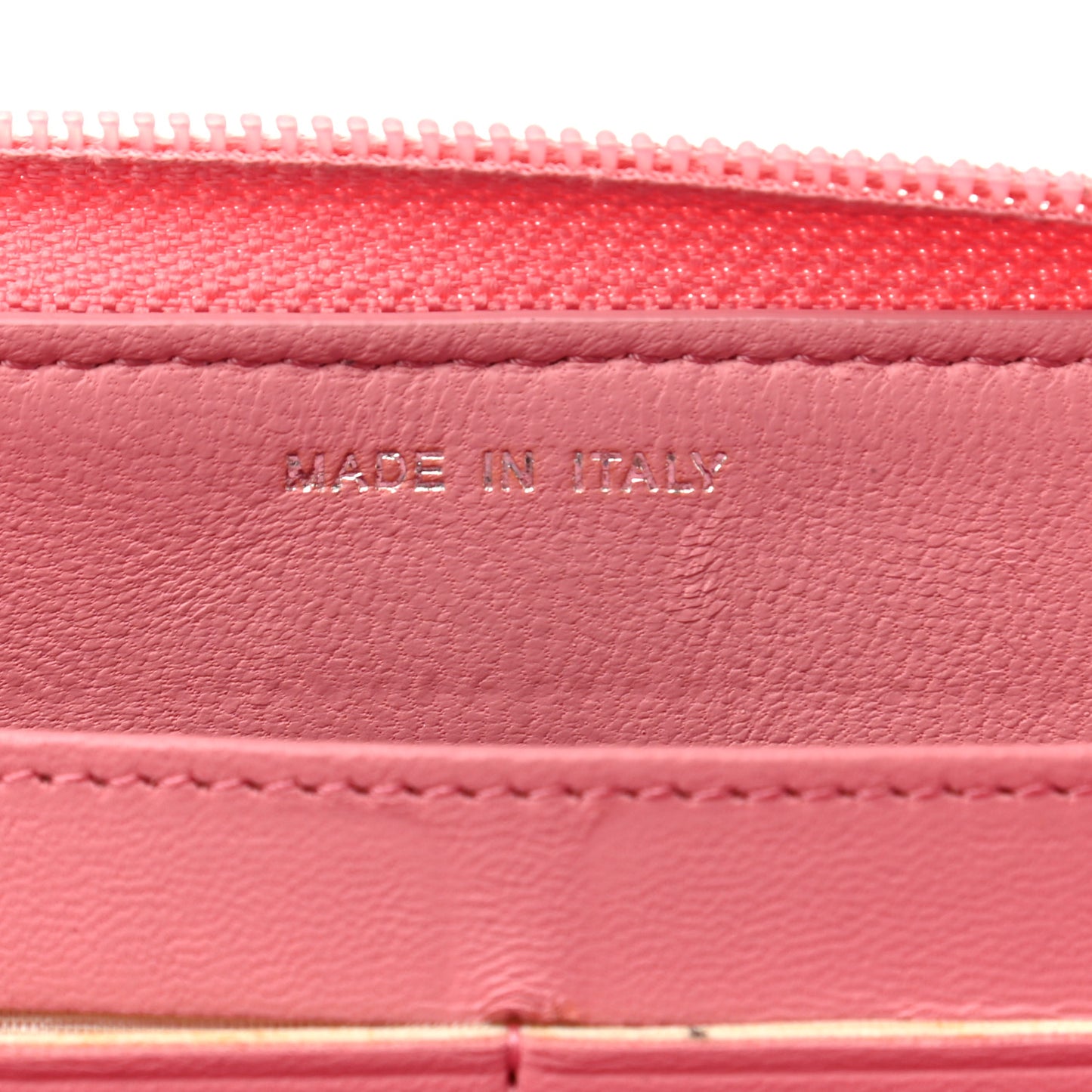 Lambskin Camellia Embossed Zip Around Large Gusset Wallet Pink