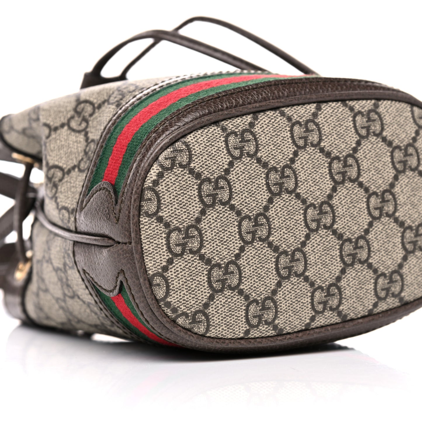 GG Supreme Monogram Web Mini Ophidia Bucket Bag Brown