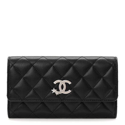 Chanel Calfskin Quilted Crystal CC Star Flap Wallet Black 1 of 7