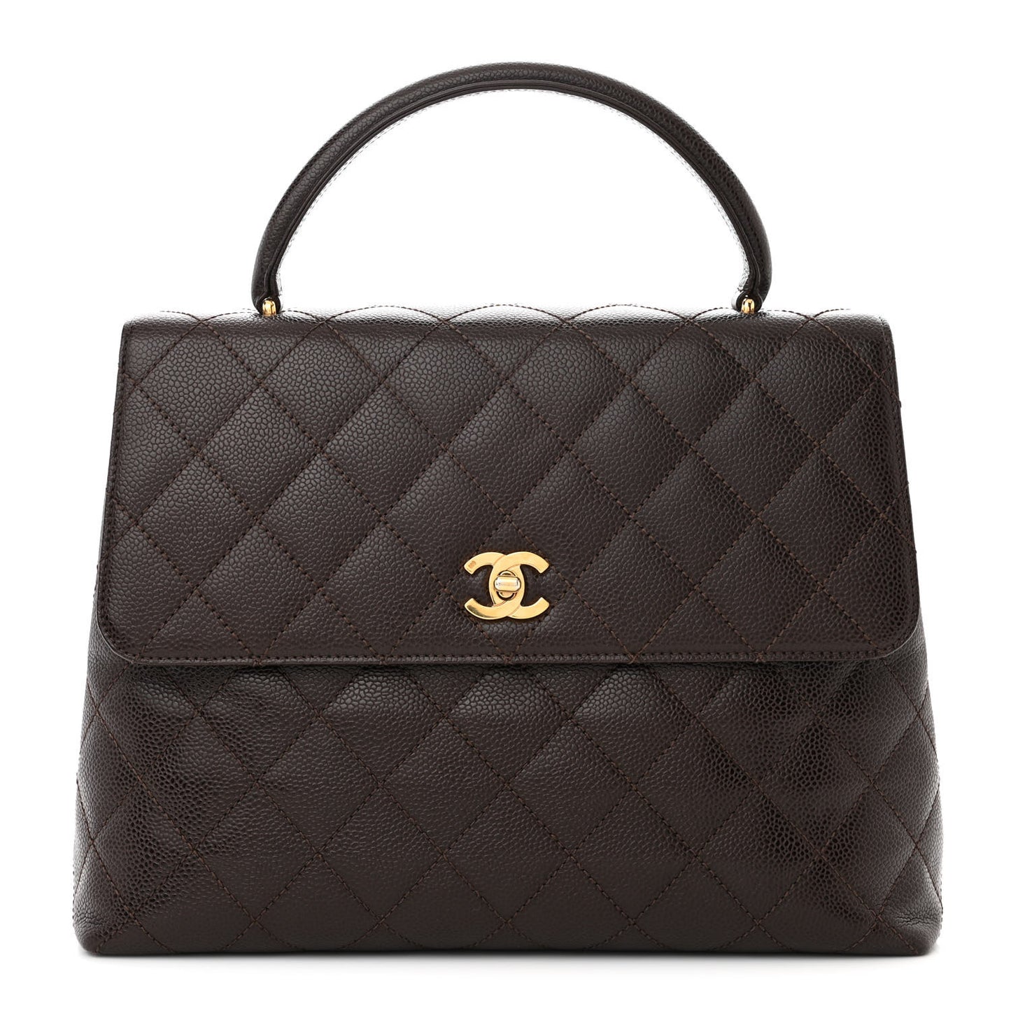 Caviar Quilted Jumbo Kelly Flap Brown