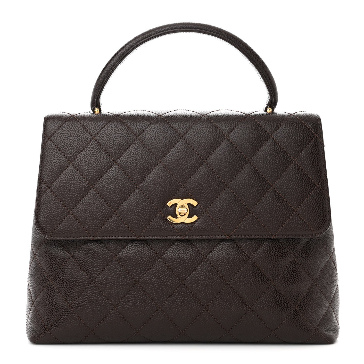 Chanel Caviar Quilted Jumbo Kelly Flap Brown 1 of 10