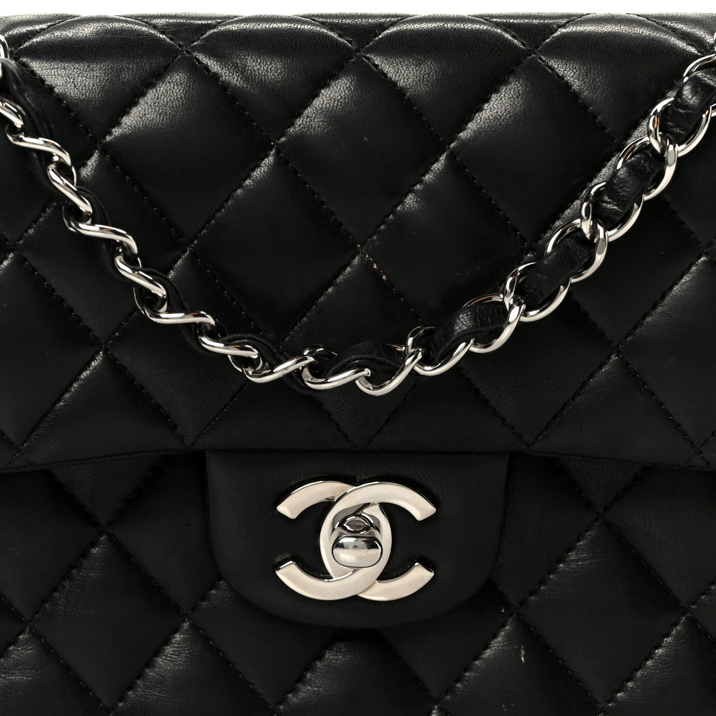 Lambskin Quilted Small Double Flap Black