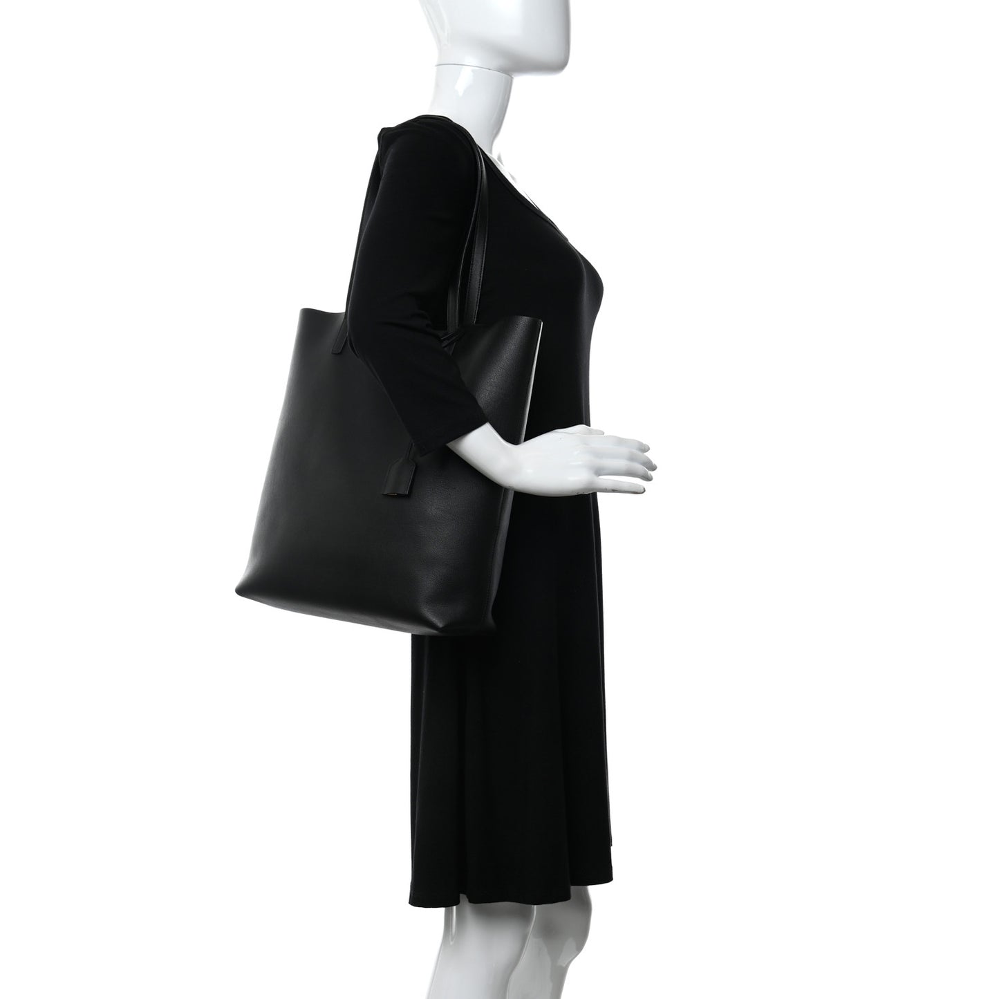 Calfskin Medium Shopper Tote Black