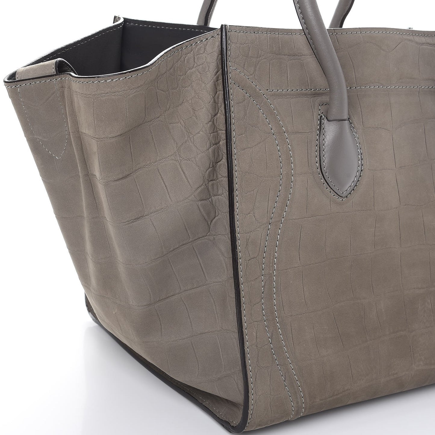Crocodile Embossed Nubuck Medium Phantom Luggage Grey