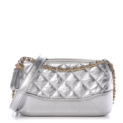 Chanel Metallic Lambskin Calfskin Quilted Small Gabrielle Clutch With Chain Silver 1 of 13