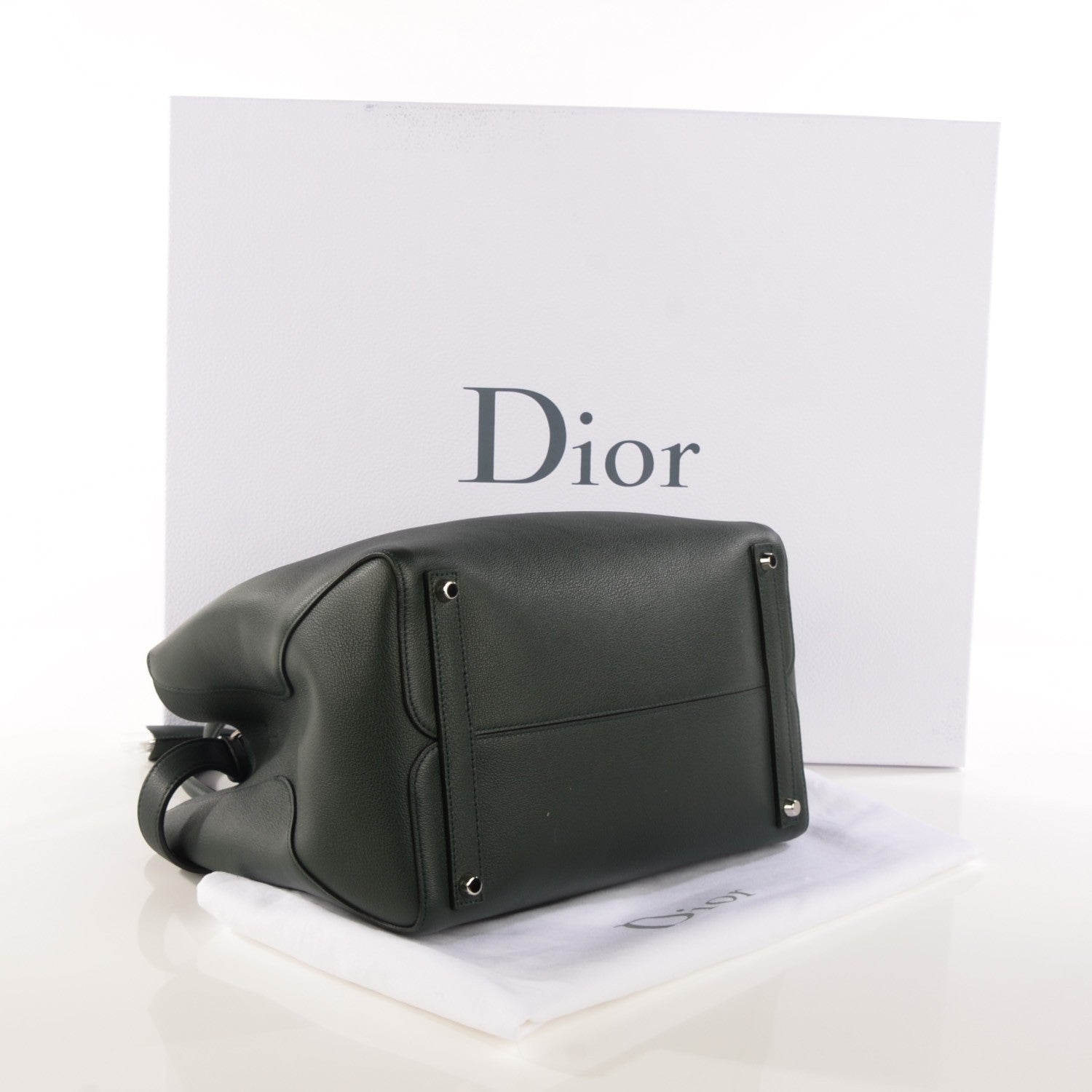 Christian Dior Supple Grained Calfskin Large Open Bar Tote Green 4 of 7