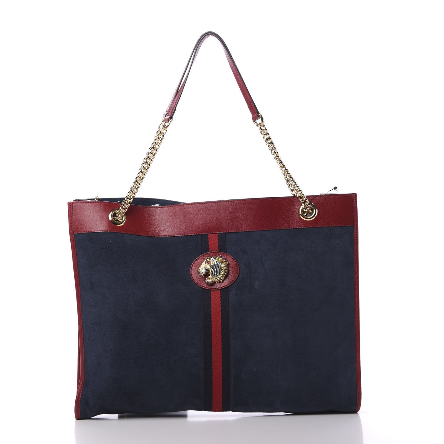Suede Calfskin Large Rajah Chain Tote New Blue Romantic Cherry