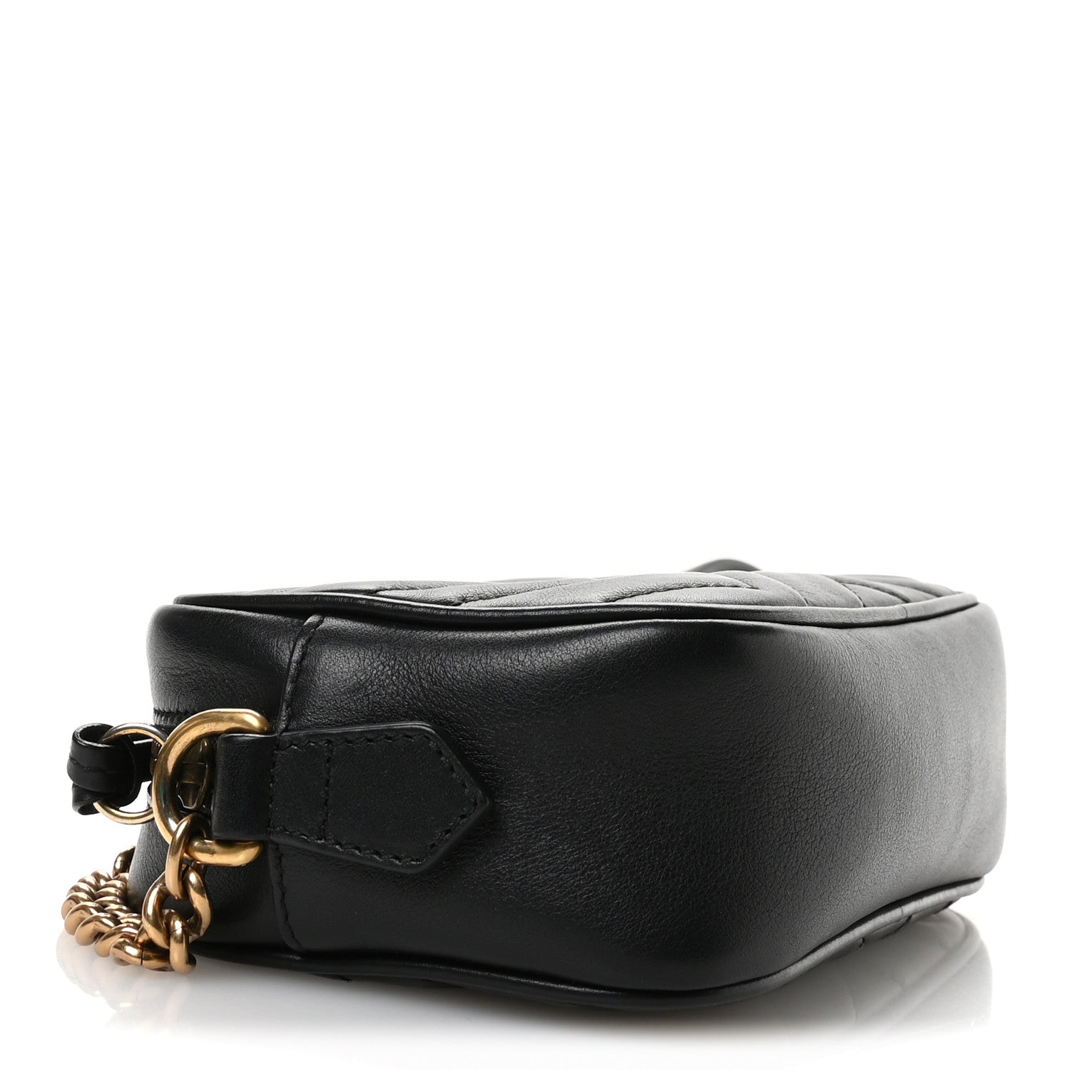 Gucci Calfskin Matelasse Mini GG Marmont Chain Shoulder Bag Black 4 of 11