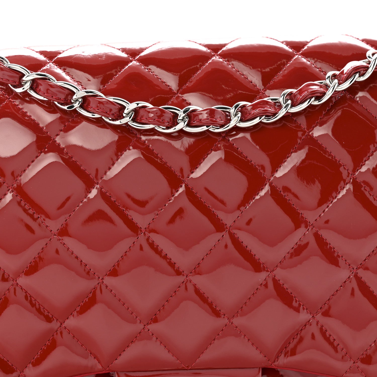 Chanel Patent Quilted Maxi Double Flap Red 8 of 13
