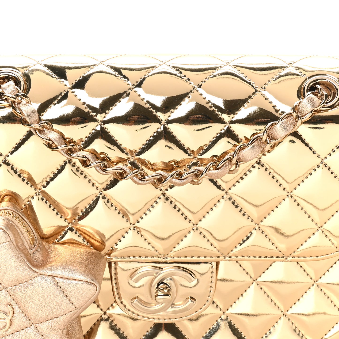 Mirror Calfskin Metallic Calfskin Medium Hollywood Boulevard Flap With Star Coin Purse Light Gold