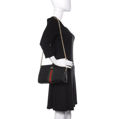 Gucci Calfskin GG Web Small Ophidia Chain Shoulder Bag Black 2 of 10