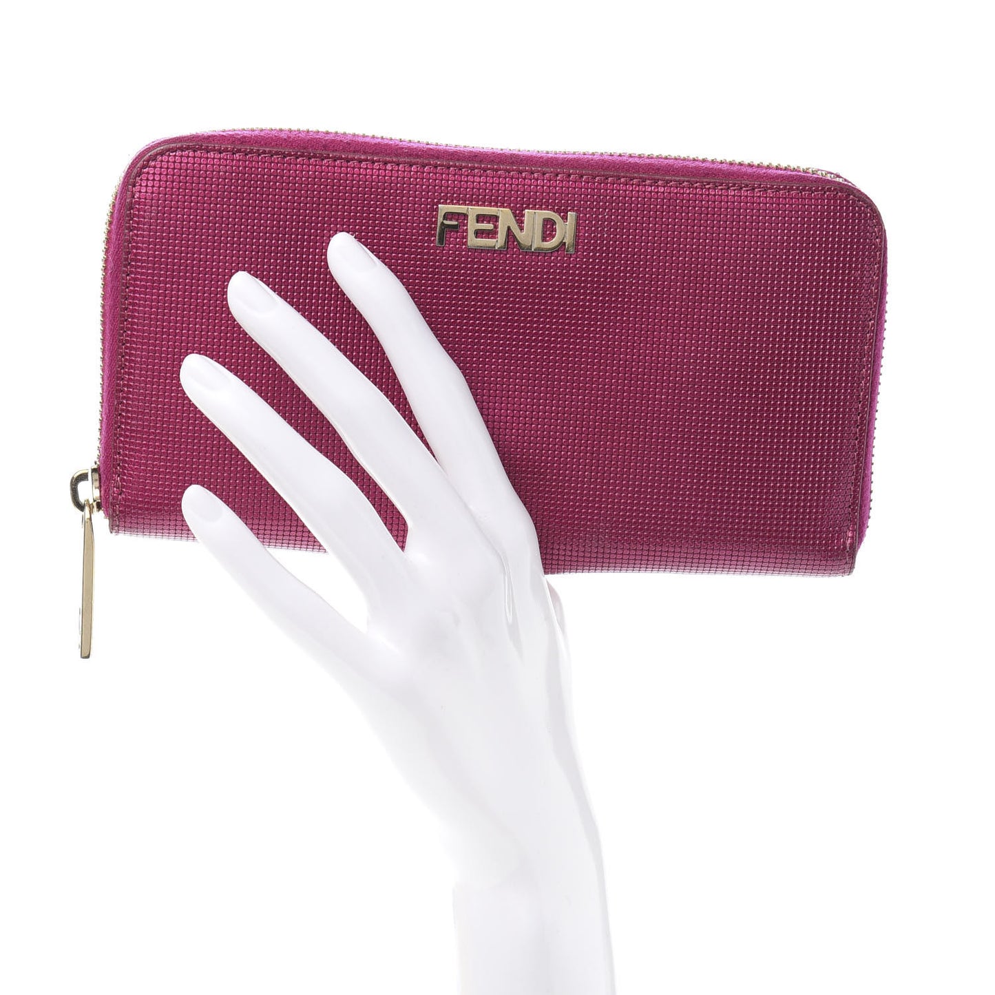 Vitello Birkin Logo Zip Around Wallet Rosa