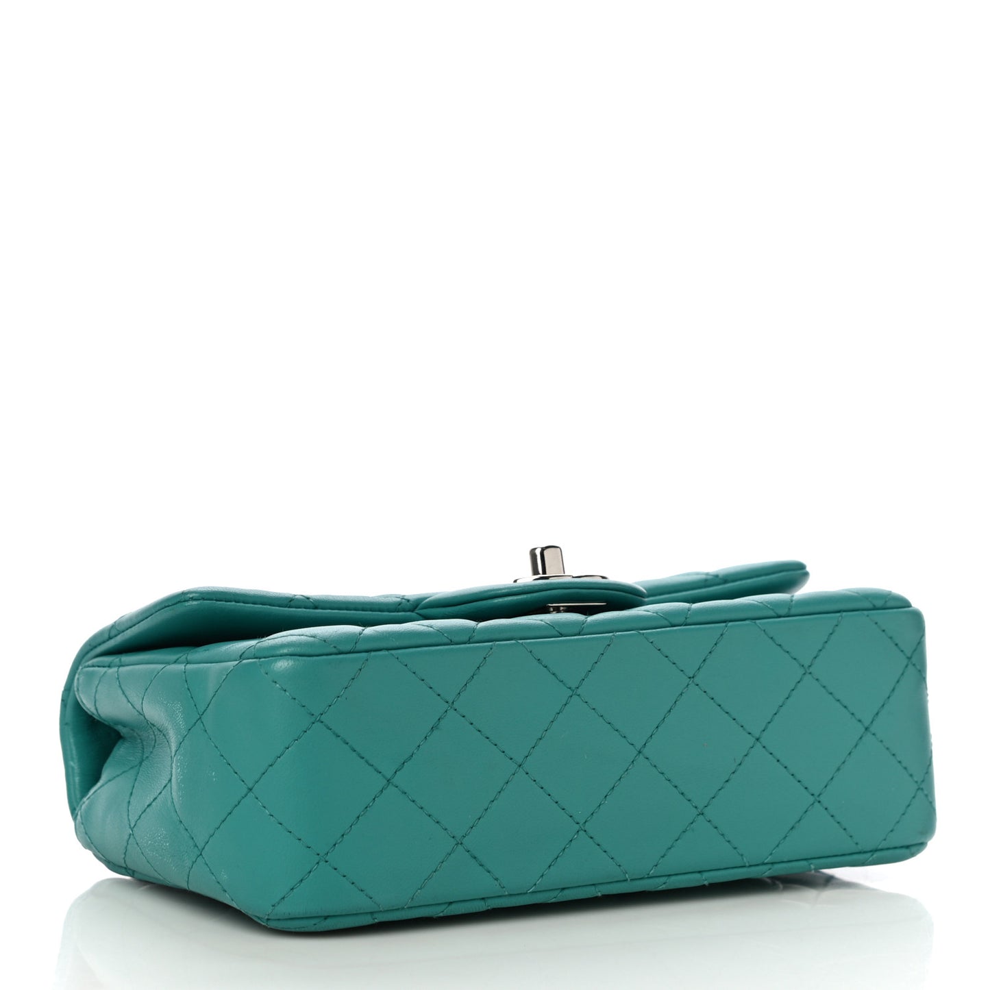Lambskin Quilted Mini Rectangular Flap Turquoise