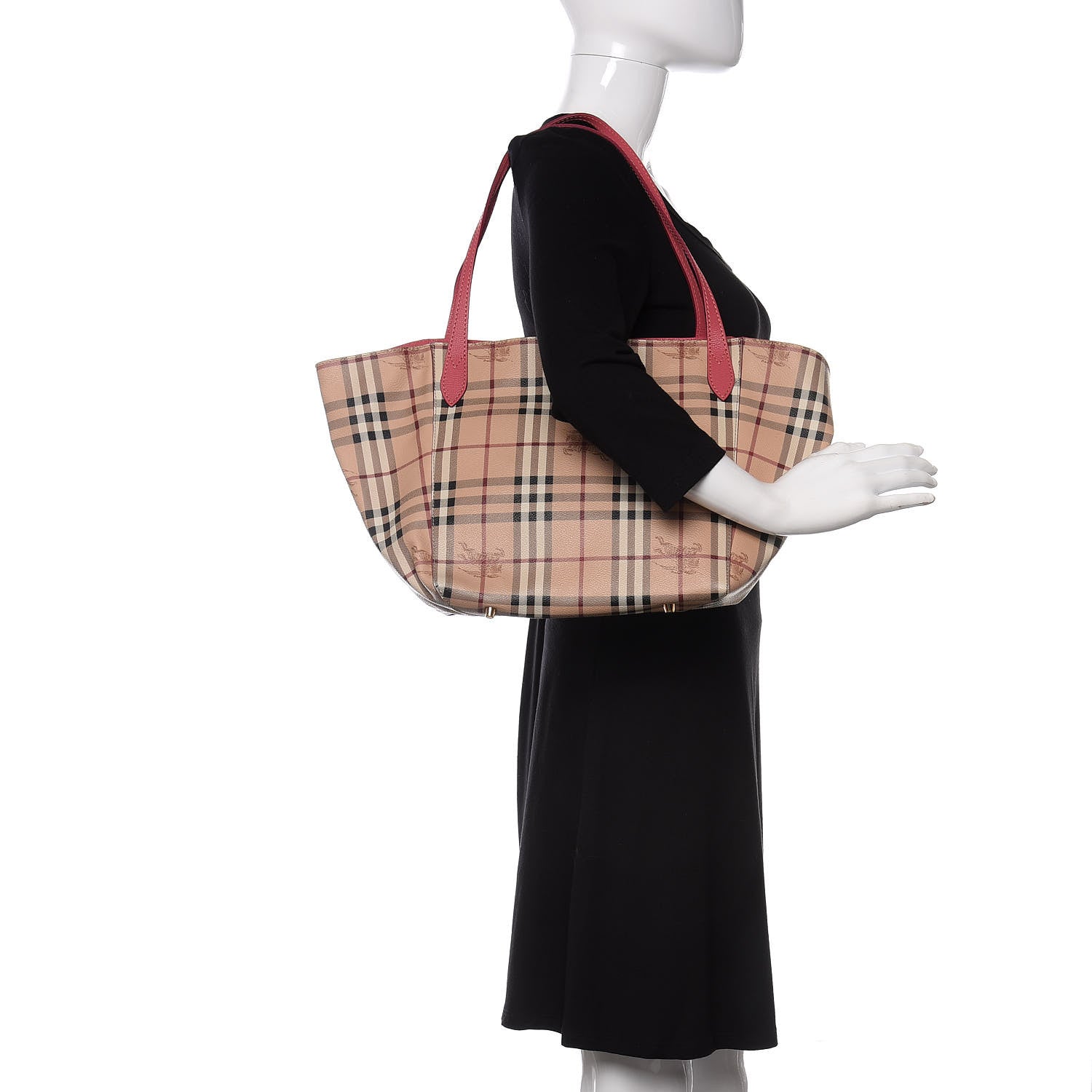 Burberry Haymarket Check Small Canterbury Tote Dark Pink 2 of 13