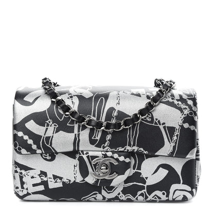 Chanel Lambskin Printed Mini Rectangular Flap Black Silver 1 of 9