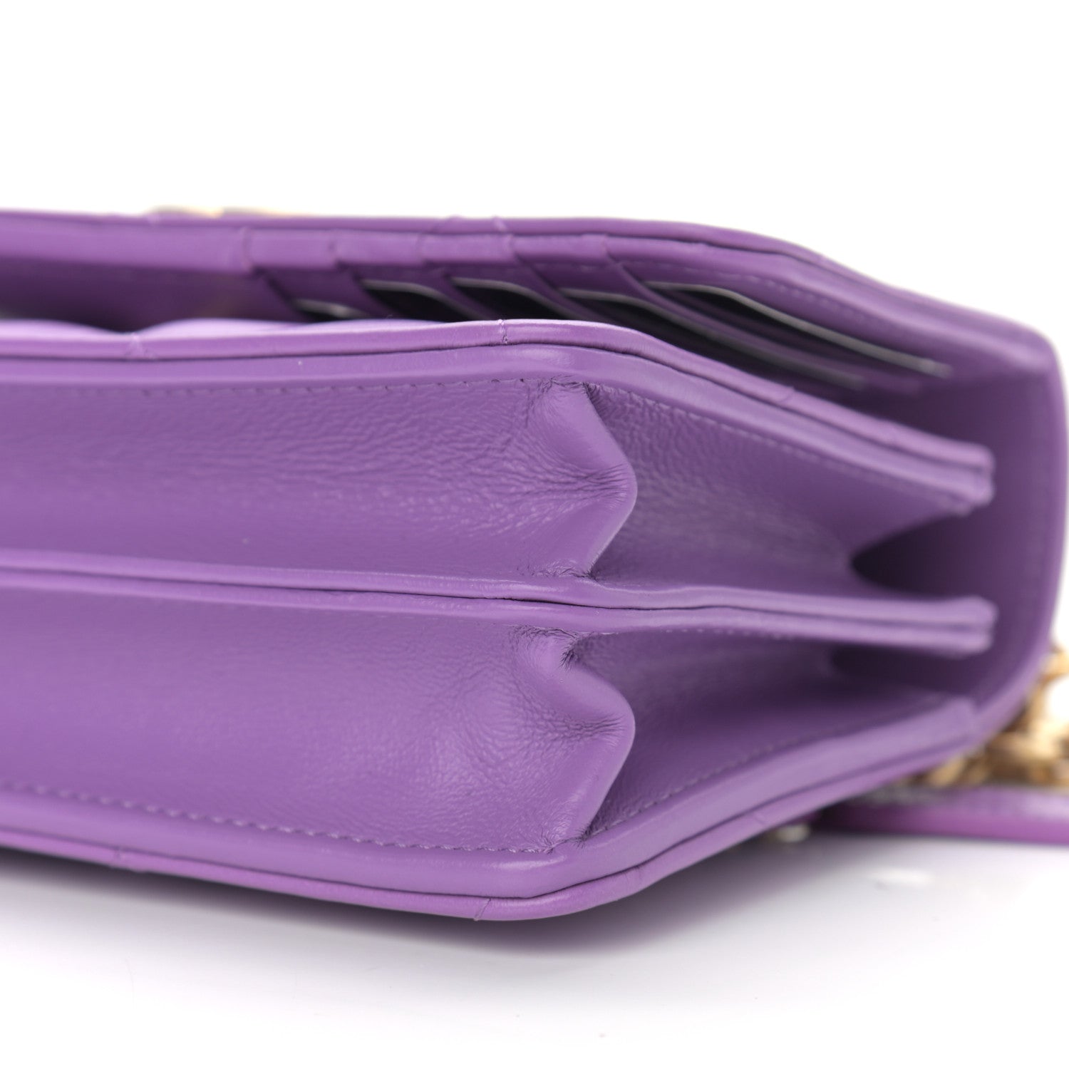 Chanel Lambskin Enamel Quilted Pending CC Clutch With Chain Purple 9 of 9