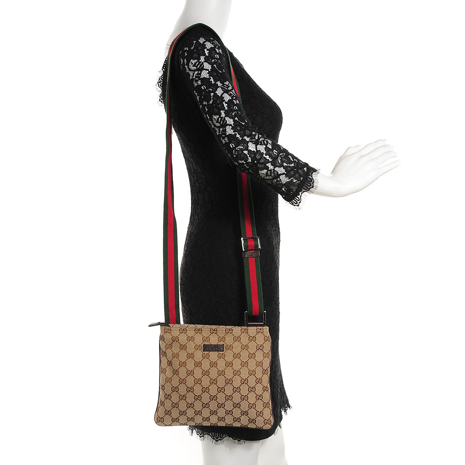 Gucci Monogram Web Small Flat Messenger Bag Brown 2 of 7
