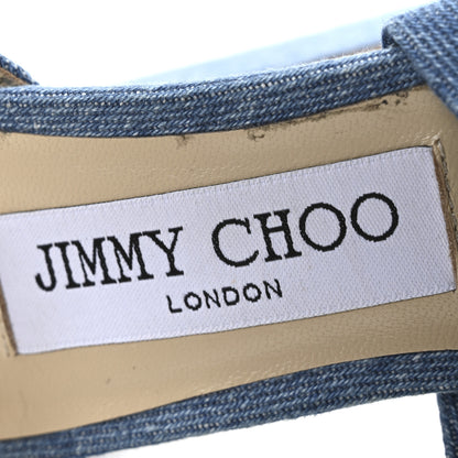 Jimmy Choo Denim Heloise Platform Sandals 38 Blue 8 of 8