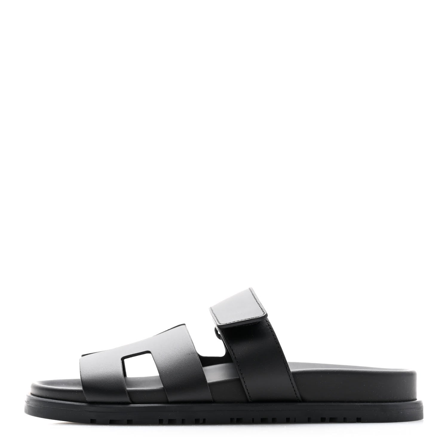Hermes Calfskin Womens Chypre Sandals 35 Black 1 of 9