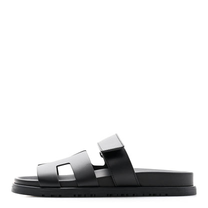 Hermes Calfskin Womens Chypre Sandals 35 Black 1 of 9