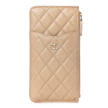 Chanel Iridescent Caviar Quilted Classic iPhone Pouch Dark Beige 1 of 10