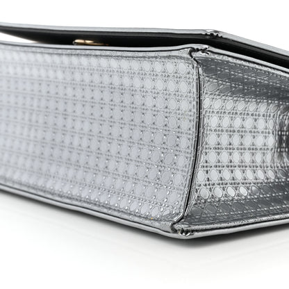 Christian Dior Metallic Patent Micro-Cannage Medium Diorama Flap Bag Silver 10 of 12