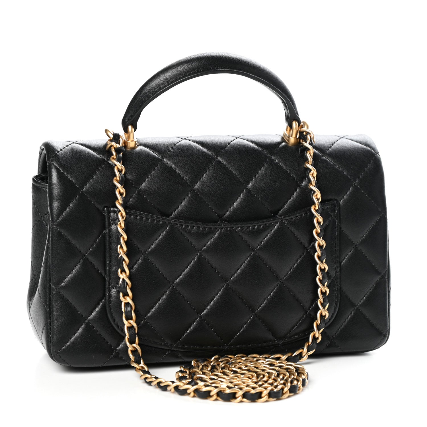 Chanel Lambskin Quilted Mini Top Handle Rectangular Flap Black 3 of 11