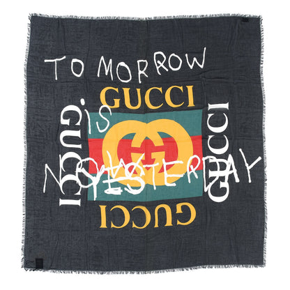 Gucci Modal Silk Coco Capitan Logo Square Scarf Black 1 of 4