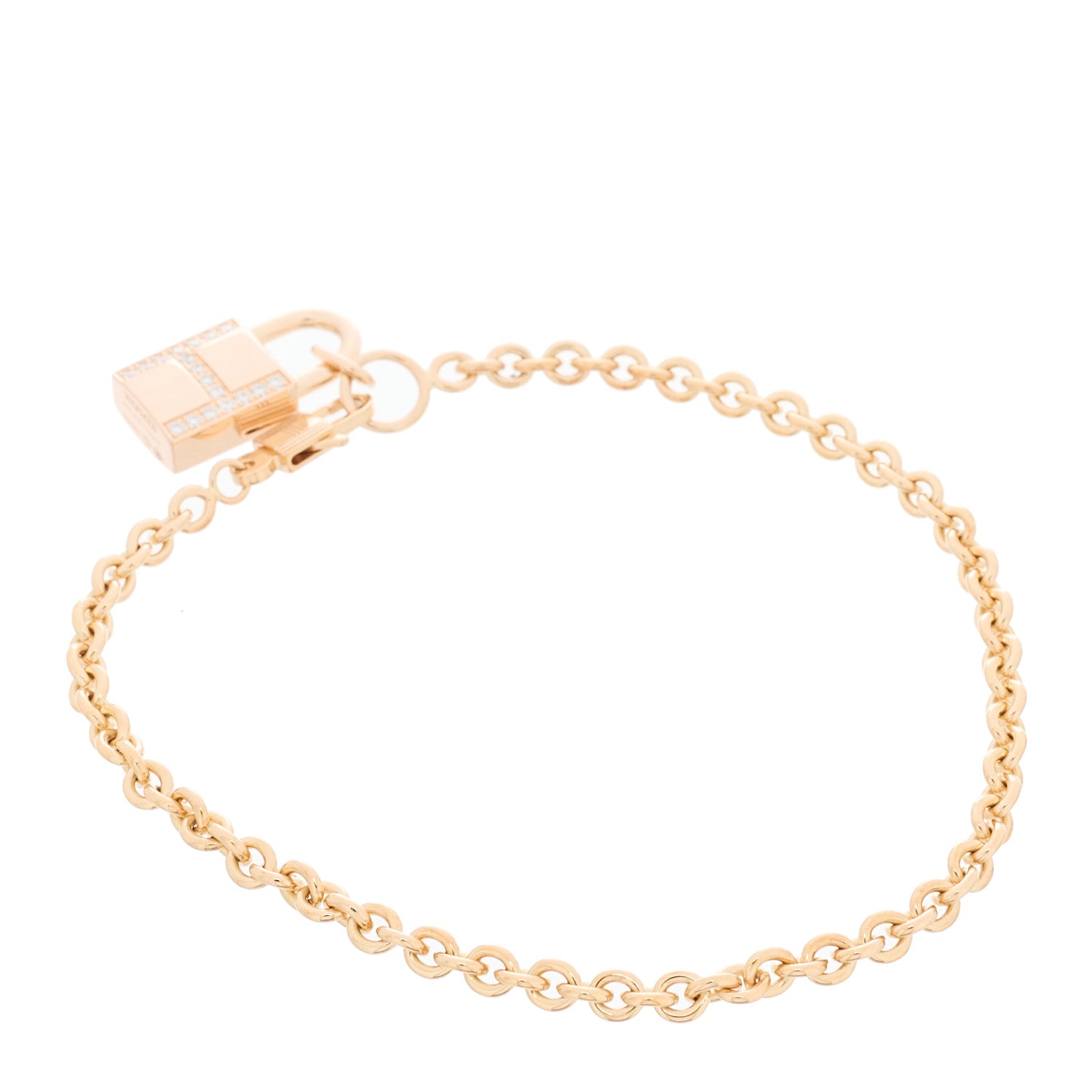Hermes 18K Rose Gold Diamond Amulettes Cadenas Bracelet ST 2 of 4