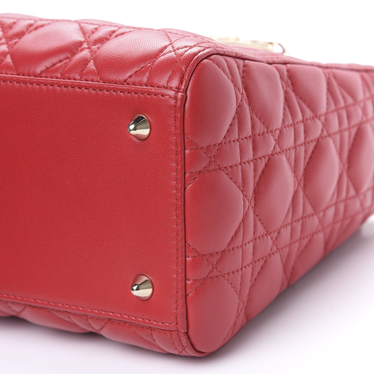 Christian Dior Lambskin Cannage Medium Lady Dior Red 12 of 12