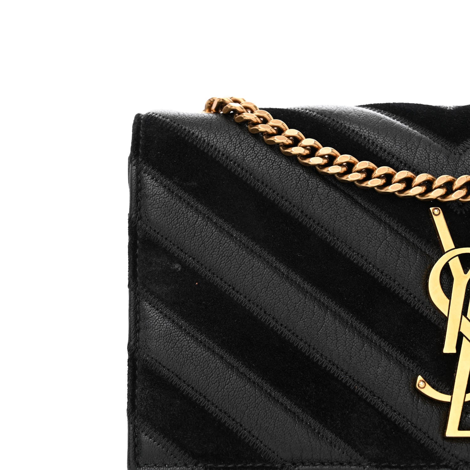 Saint Laurent Suede Calfskin Small Classic Y Quilted Monogram Kate Satchel Black 11 of 13