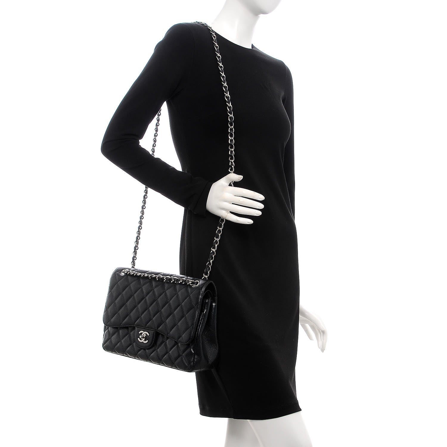 Chanel Caviar Quilted Jumbo Double Flap Black 2 of 9