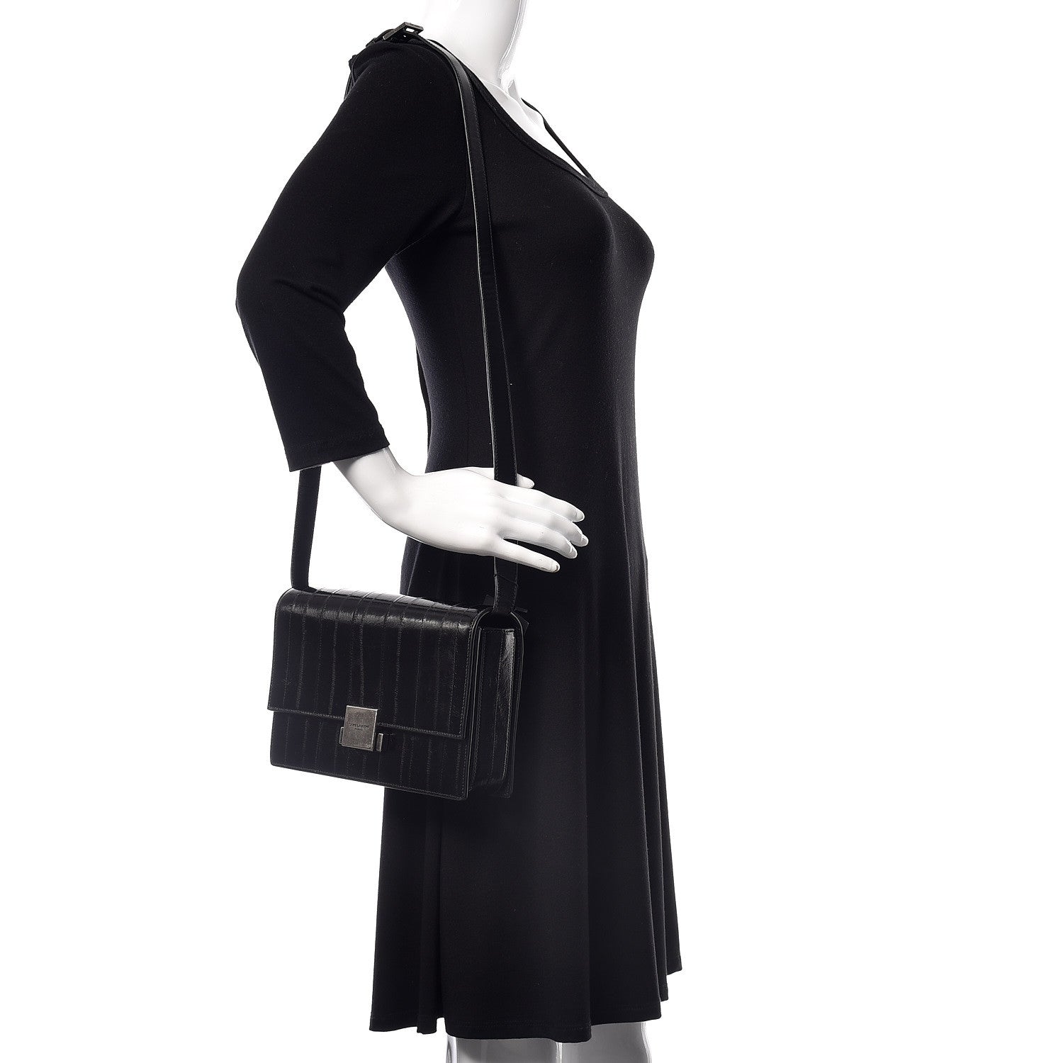 Saint Laurent Shiny Soft Calfskin Anguille Medium Bellechasse Black 2 of 10
