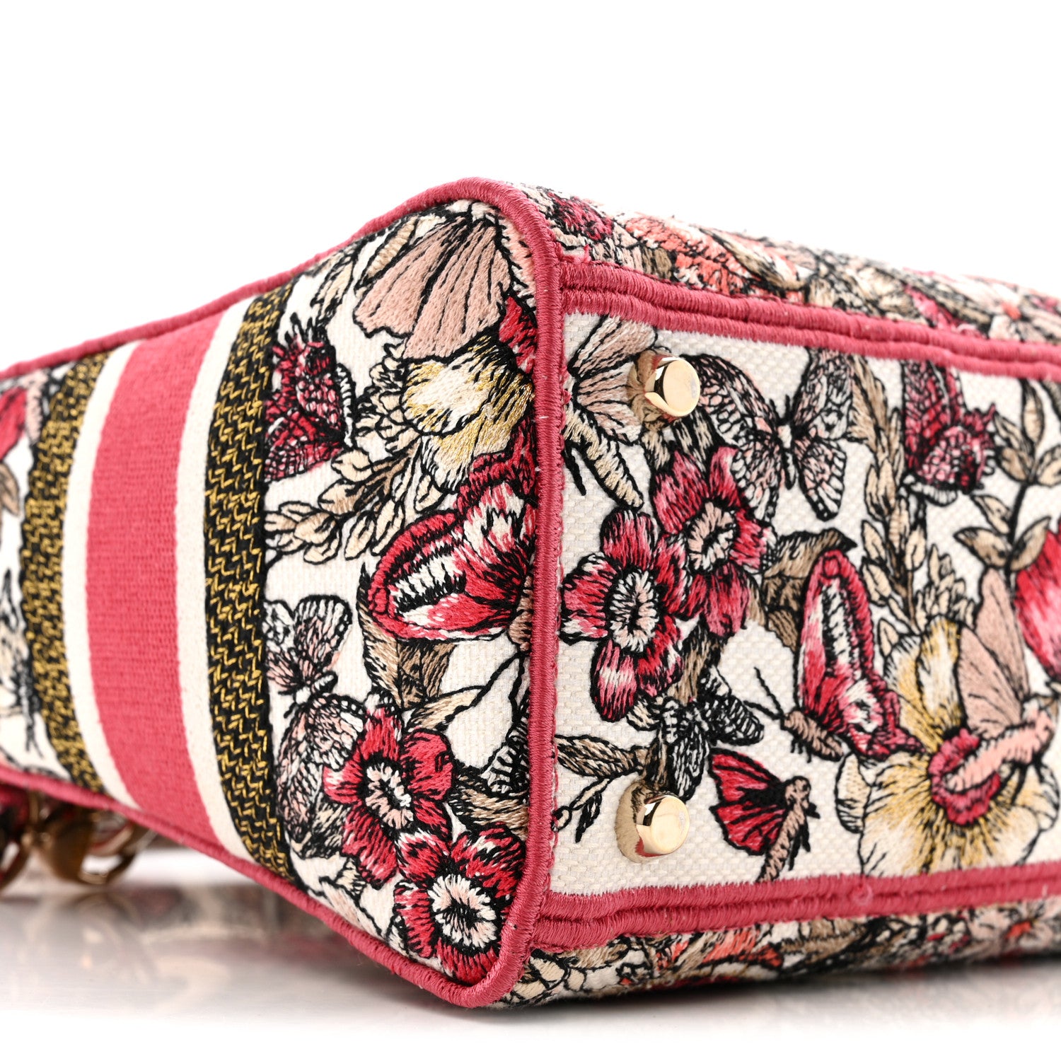 Christian Dior Canvas Embroidered Butterfly Print Medium Lady D-Lite  Multicolor 9 of 12