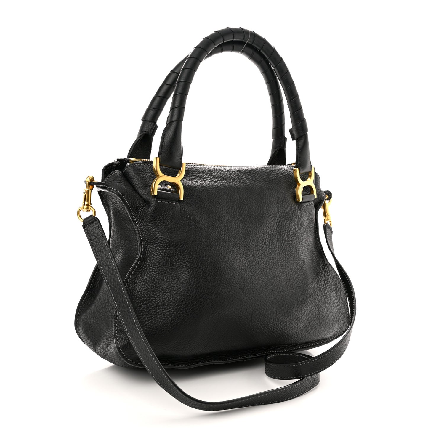 Calfskin Medium Marcie Satchel Black