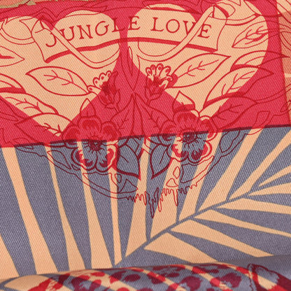Hermes Silk Jungle Love au Tampon Scarf 70 Beige Rose Rouge 5 of 6