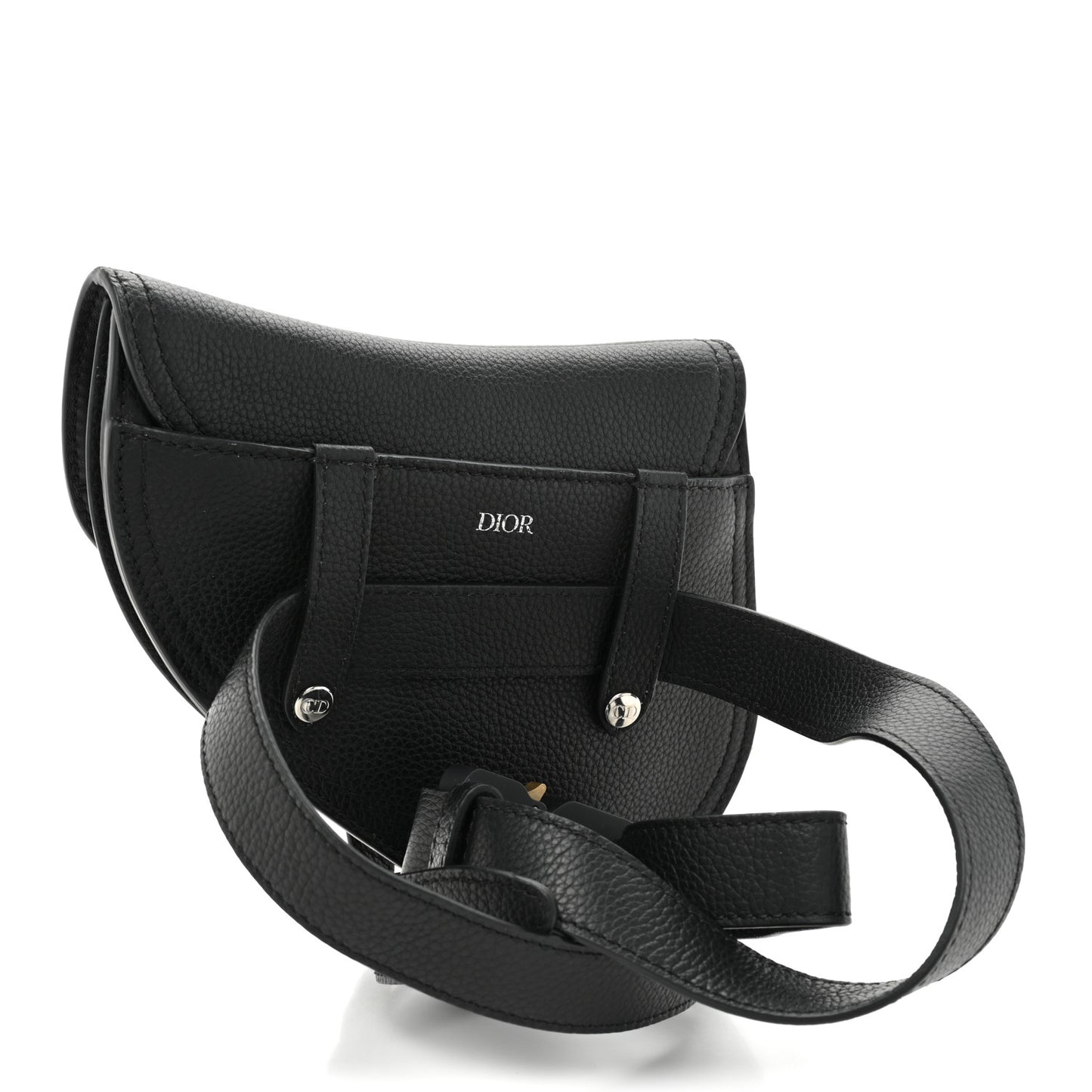 Grained Calfskin Saddle Pouch Belt Bag Black