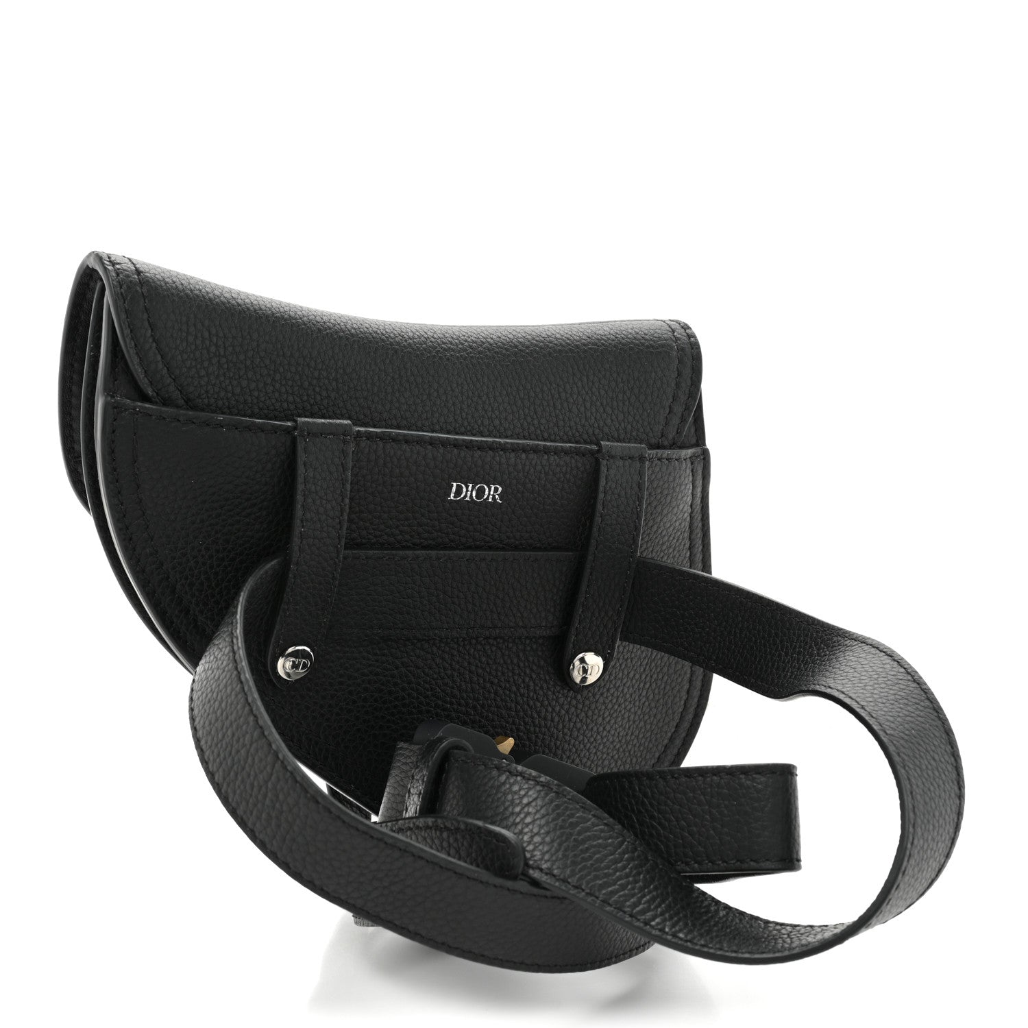 Christian Dior Grained Calfskin Saddle Pouch Belt Bag Black 3 of 11