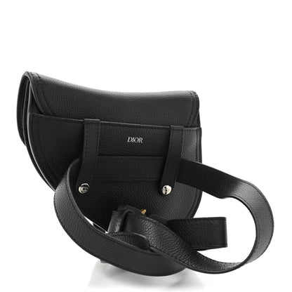 Christian Dior Grained Calfskin Saddle Pouch Belt Bag Black 3 of 11