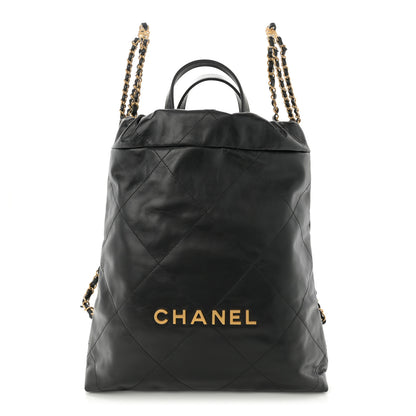 Chanel Shiny Calfskin Quilted Chanel 22 Backpack Black 1 of 10
