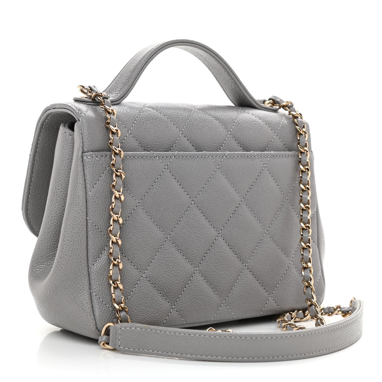 Caviar Quilted Small Business Affinity Flap Grey